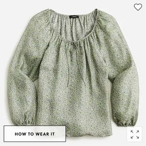 JCrew Drapey tie front top in country vines